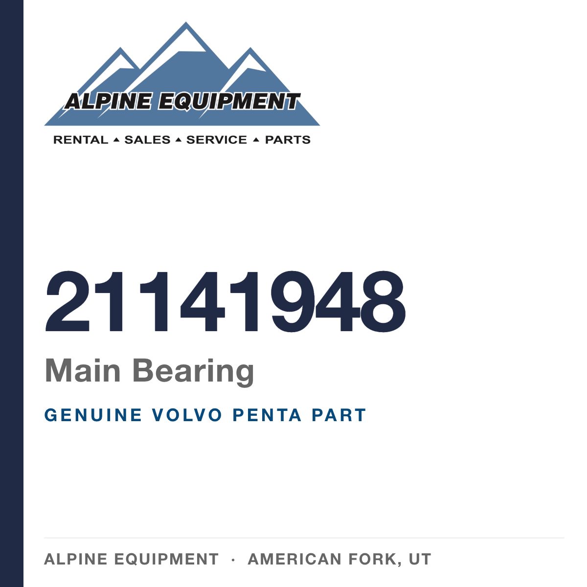 Volvo Penta 21141948 Main Bearing — genuine part from Alpine Equipment, American Fork UT