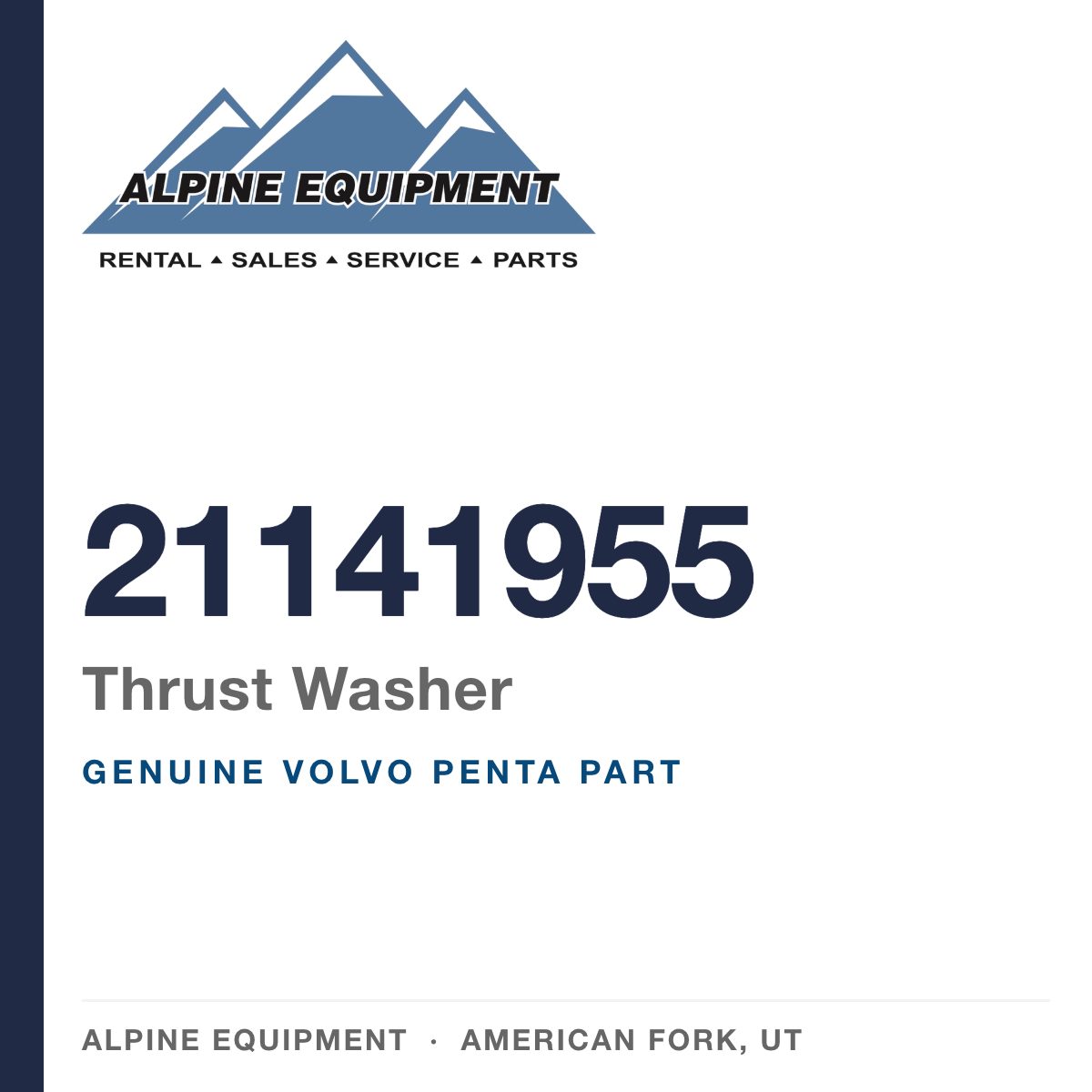 Volvo Penta 21141955 Thrust Washer — genuine part from Alpine Equipment, American Fork UT