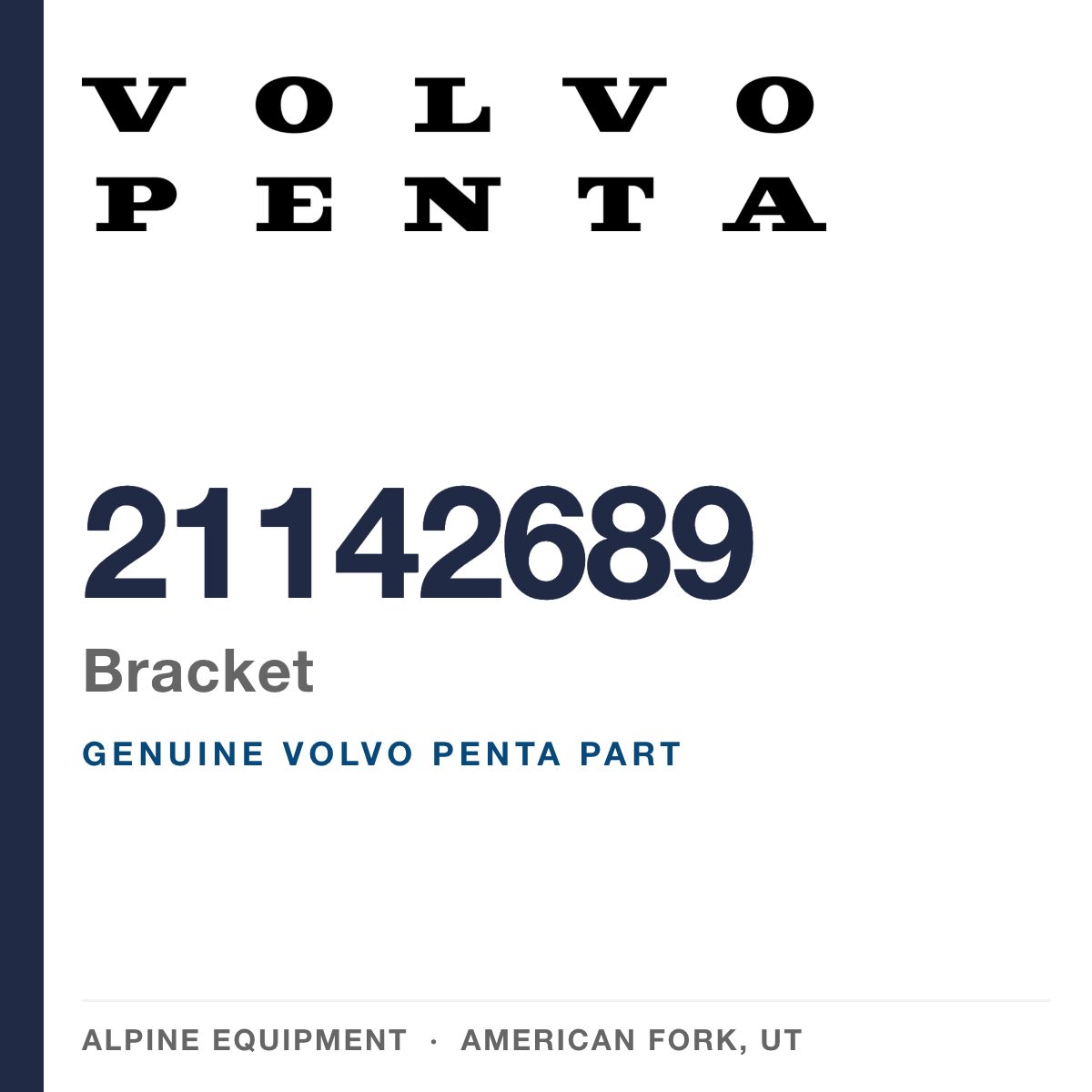 Volvo Penta 21142689 Bracket — genuine part from Alpine Equipment, American Fork UT