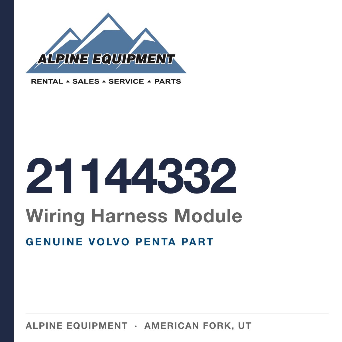 Volvo Penta 21144332 Wiring Harness Module — genuine part from Alpine Equipment, American Fork UT