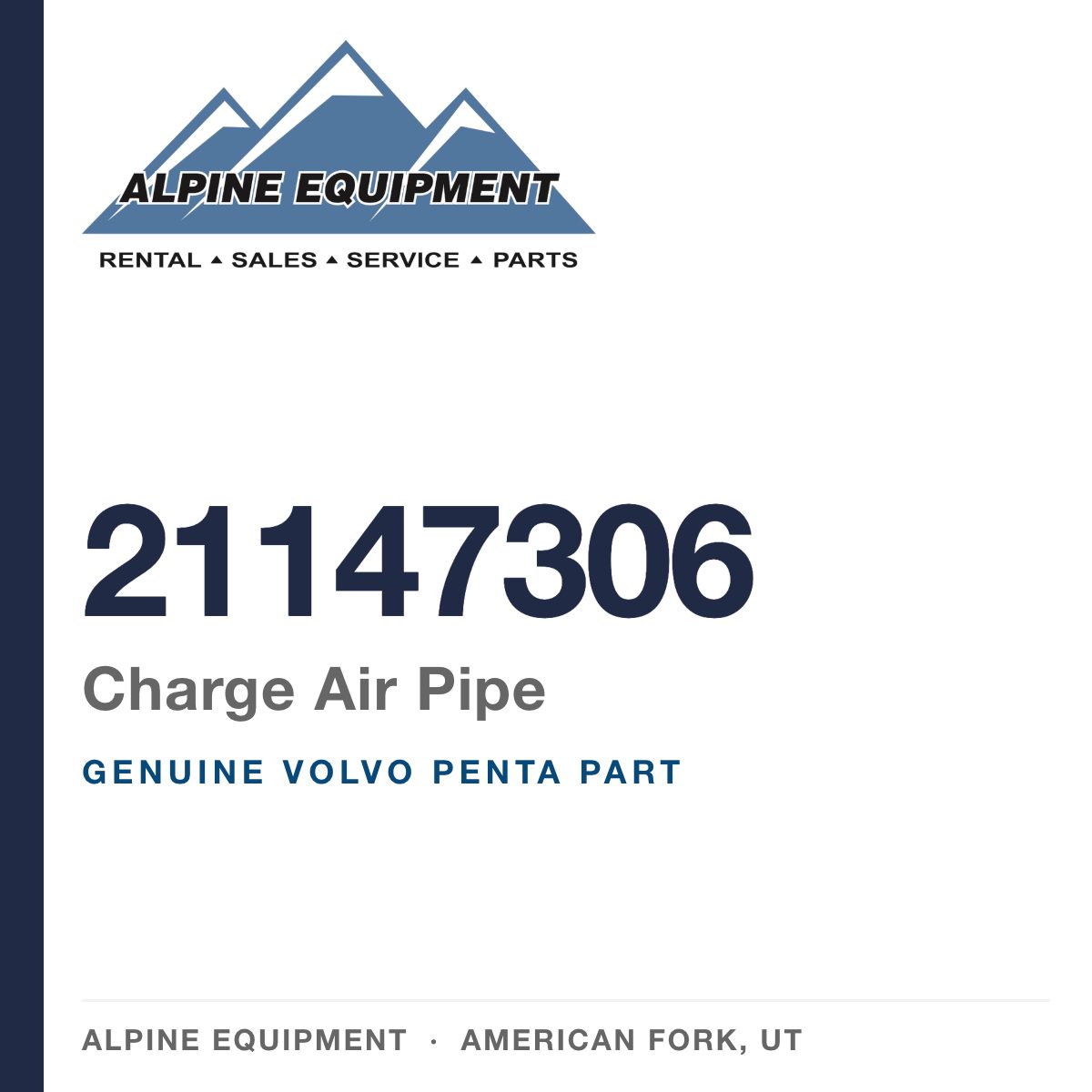 Volvo Penta 21147306 Charge Air Pipe — genuine part from Alpine Equipment, American Fork UT