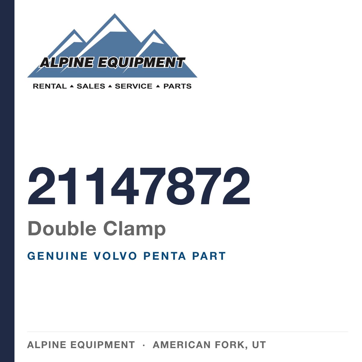 Volvo Penta 21147872 Double Clamp — genuine part from Alpine Equipment, American Fork UT