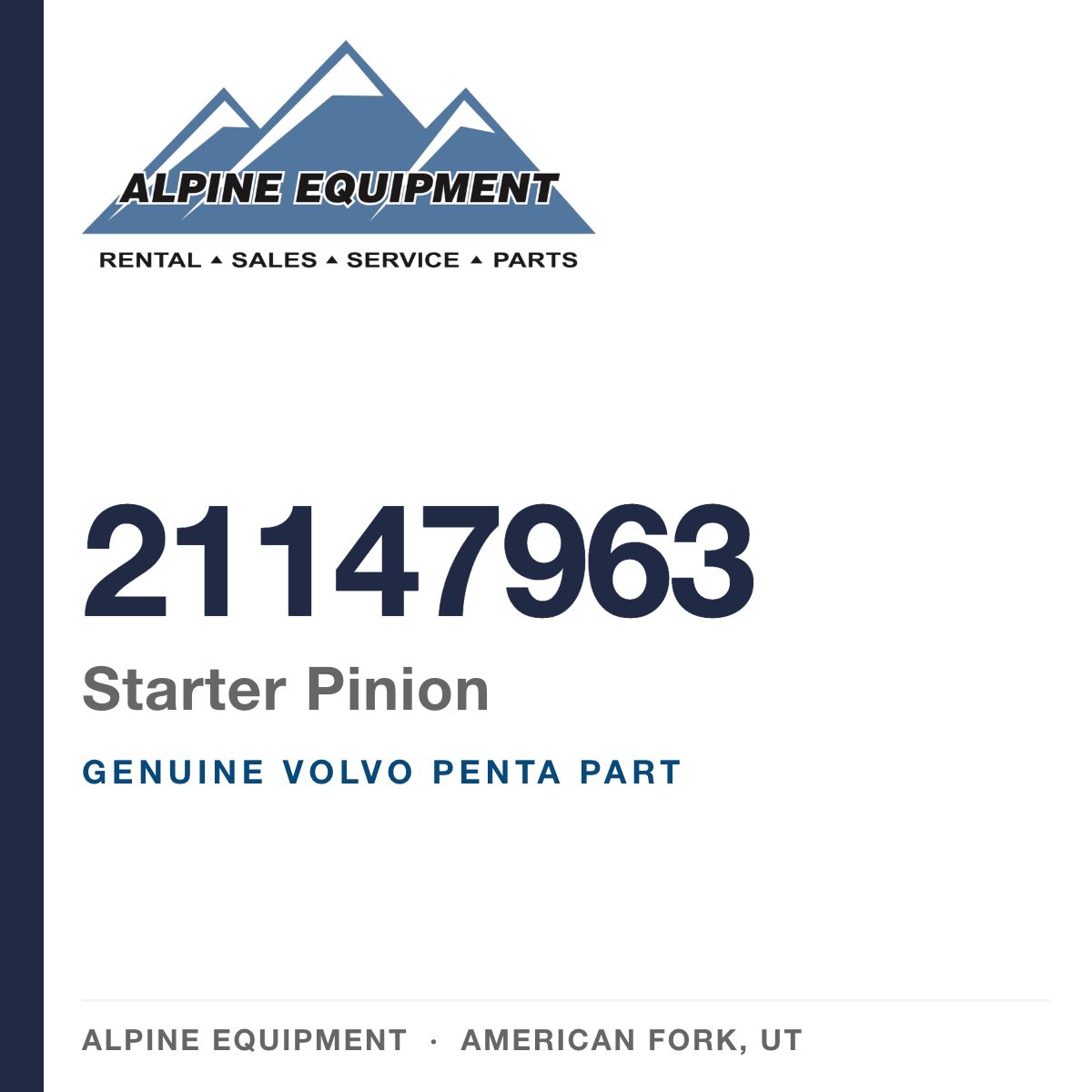 Volvo Penta 21147963 Starter Pinion — genuine part from Alpine Equipment, American Fork UT