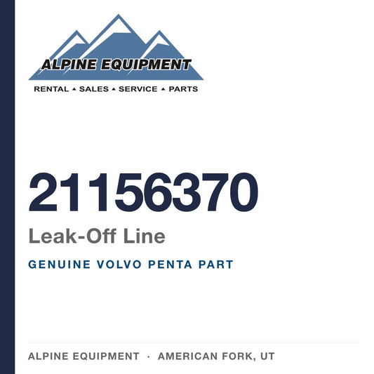 Volvo Penta 21156370 Leak-Off Line — genuine part from Alpine Equipment, American Fork UT