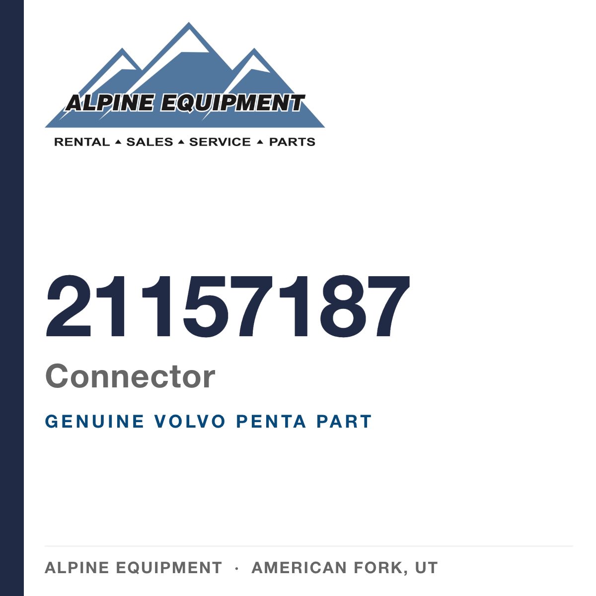 Volvo Penta 21157187 Connector — genuine part from Alpine Equipment, American Fork UT