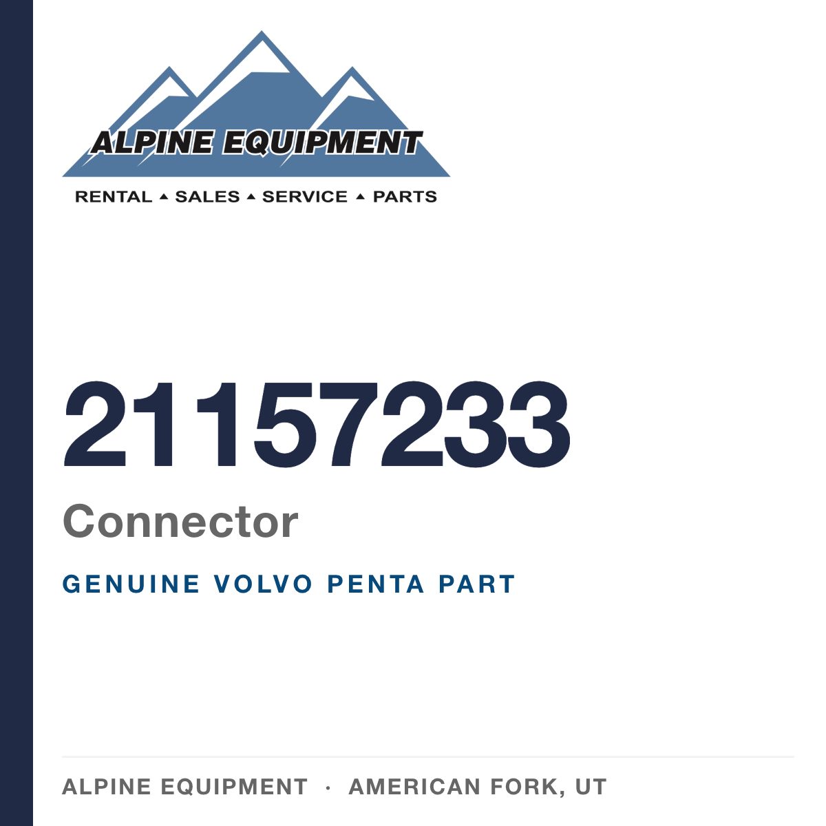 Volvo Penta 21157233 Connector — genuine part from Alpine Equipment, American Fork UT