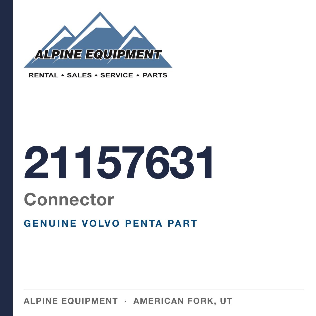 Volvo Penta 21157631 Connector — genuine part from Alpine Equipment, American Fork UT