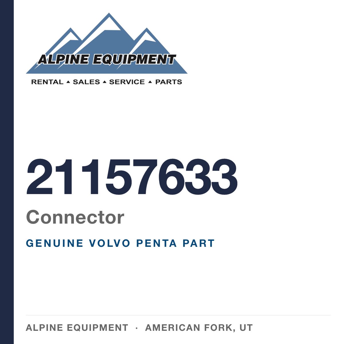 Volvo Penta 21157633 Connector — genuine part from Alpine Equipment, American Fork UT