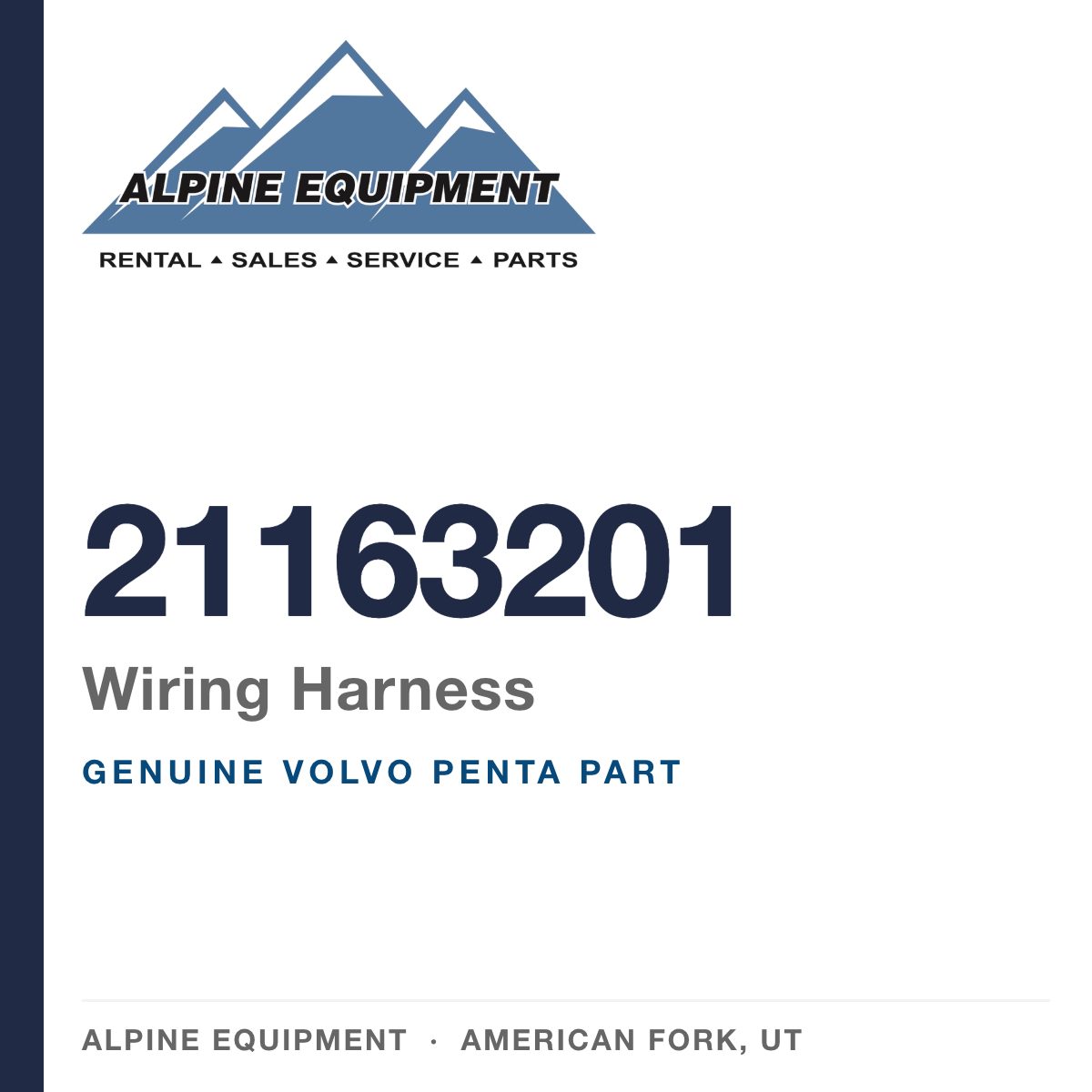 Volvo Penta 21163201 Wiring Harness — genuine part from Alpine Equipment, American Fork UT