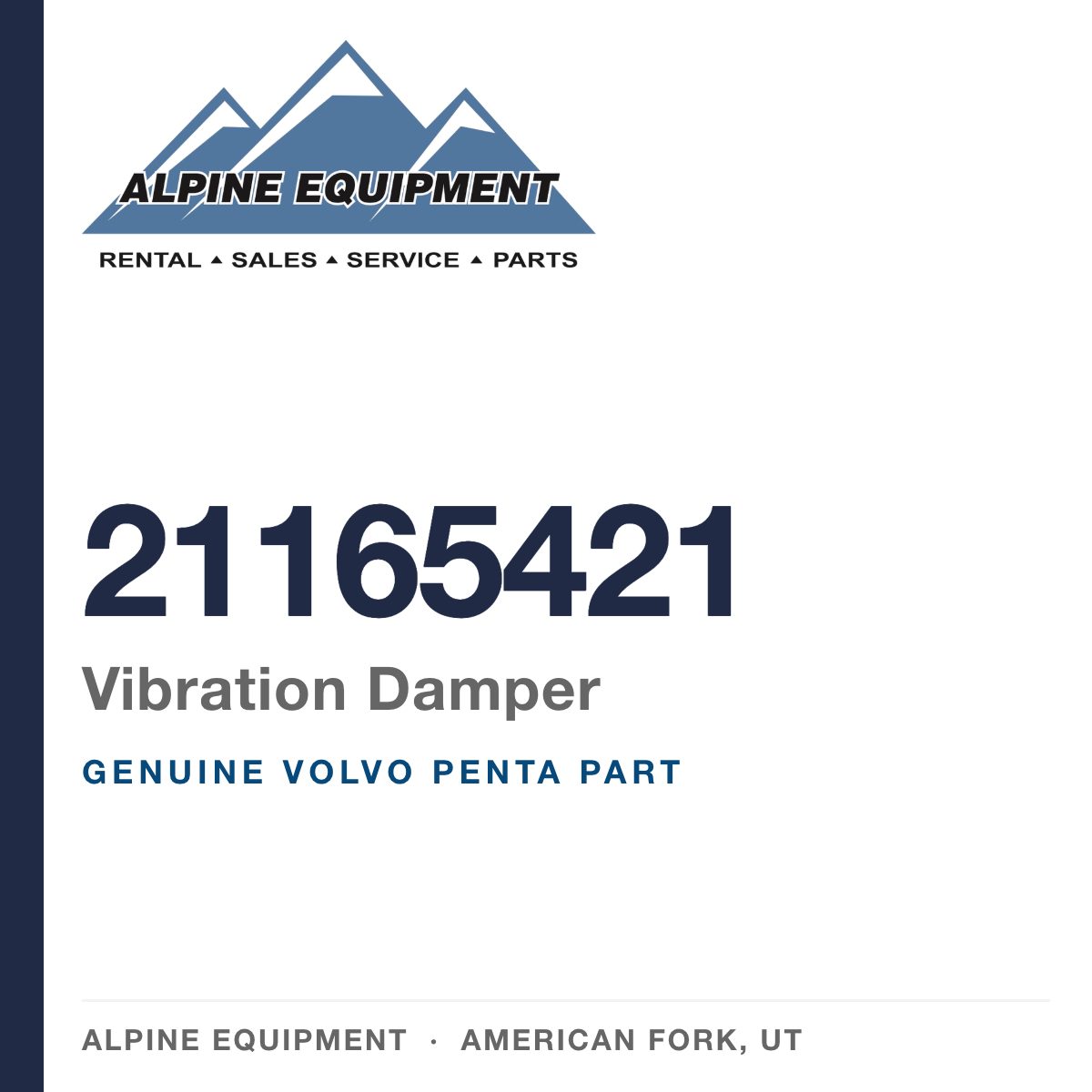 Volvo Penta 21165421 Vibration Damper — genuine part from Alpine Equipment, American Fork UT