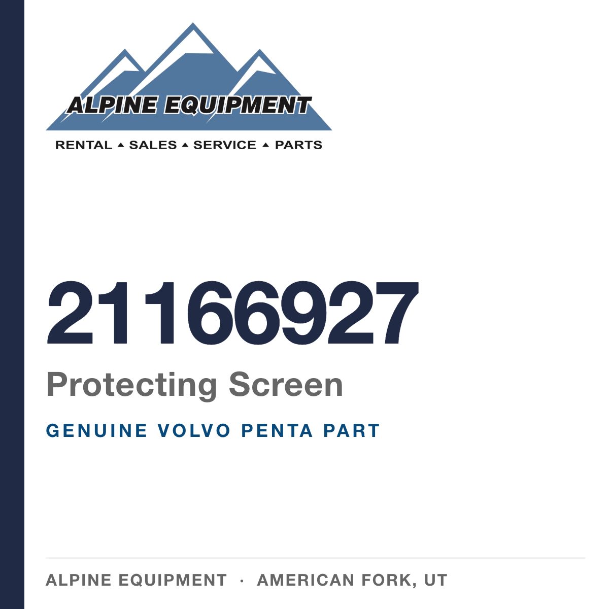 Volvo Penta 21166927 Protecting Screen — genuine part from Alpine Equipment, American Fork UT