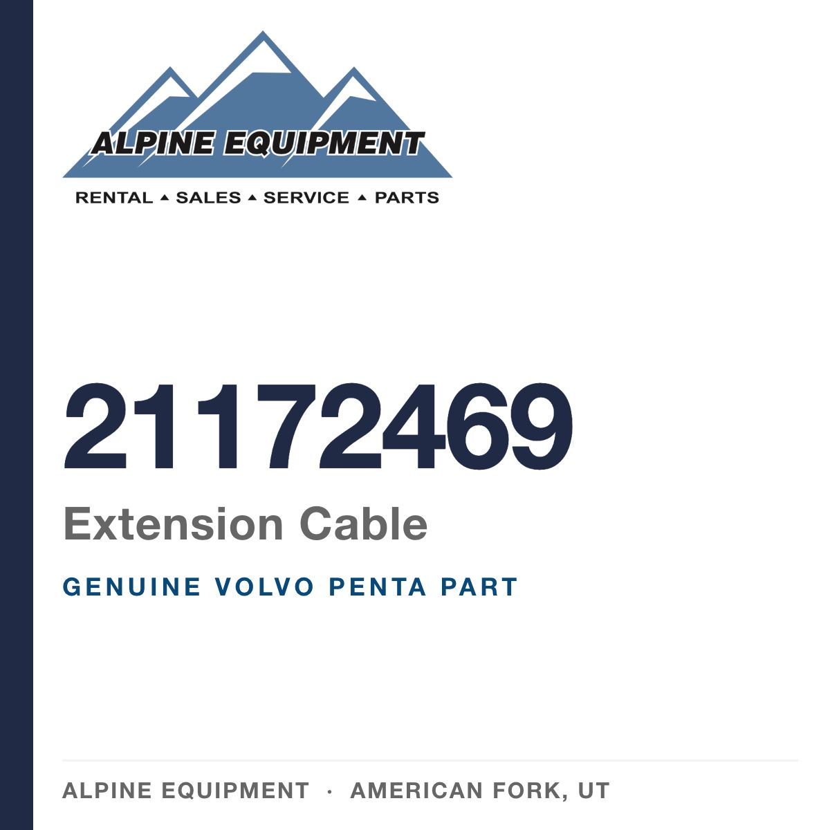 Volvo Penta 21172469 Extension Cable — genuine part from Alpine Equipment, American Fork UT