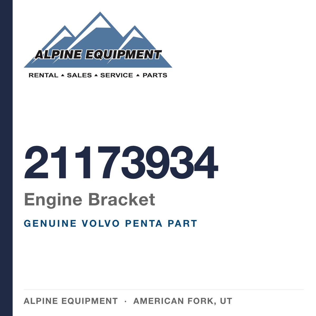 Volvo Penta 21173934 Engine Bracket — genuine part from Alpine Equipment, American Fork UT
