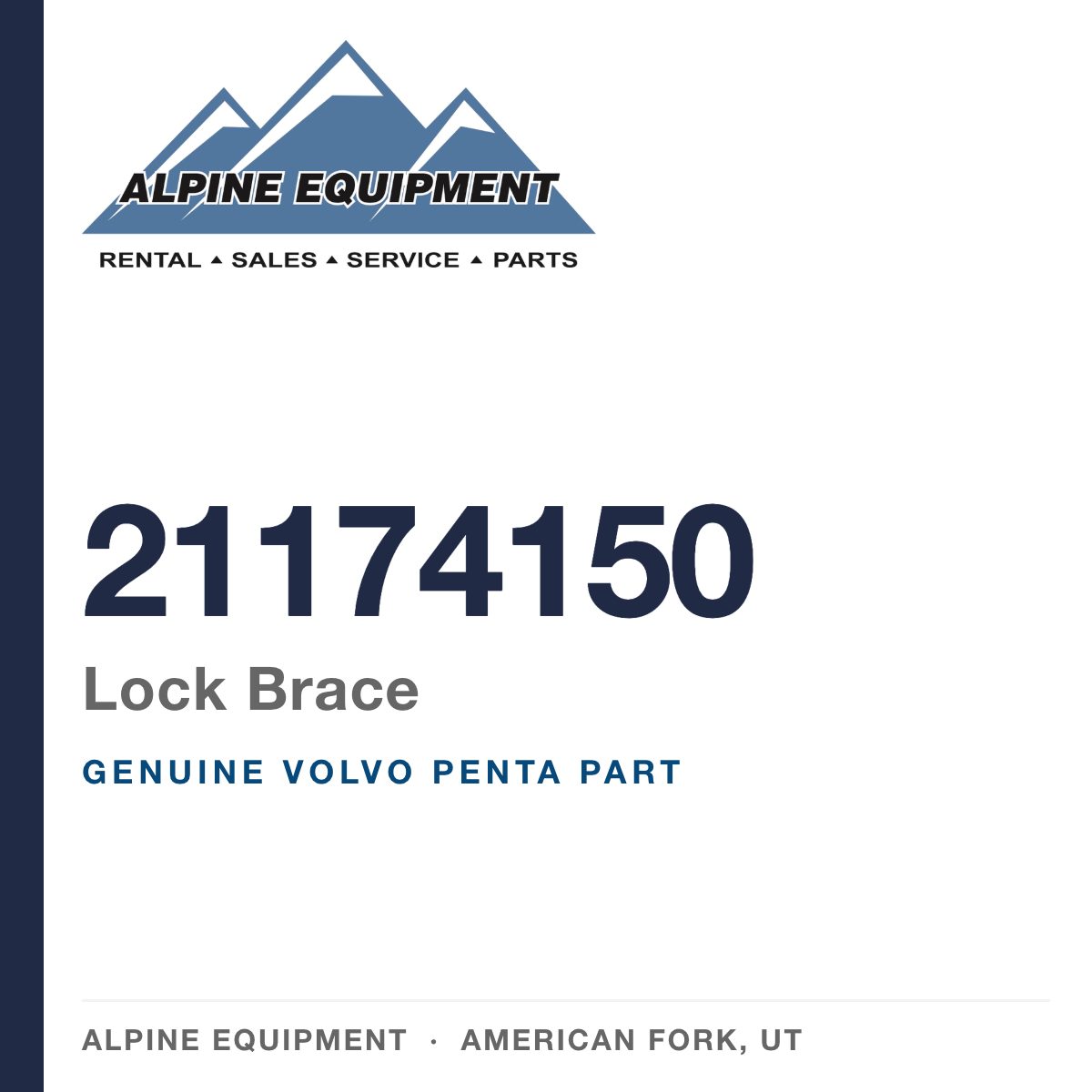 Volvo Penta 21174150 Lock Brace — genuine part from Alpine Equipment, American Fork UT
