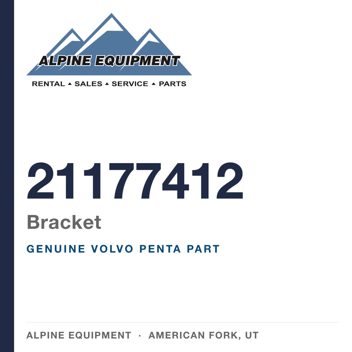 Volvo Penta 21177412 Bracket — genuine part from Alpine Equipment, American Fork UT