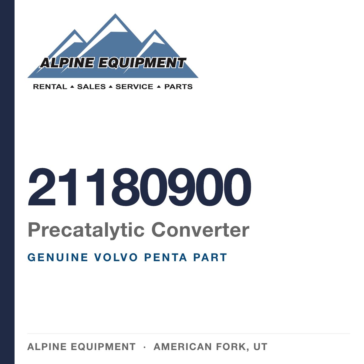 Volvo Penta 21180900 Precatalytic Converter — genuine part from Alpine Equipment, American Fork UT
