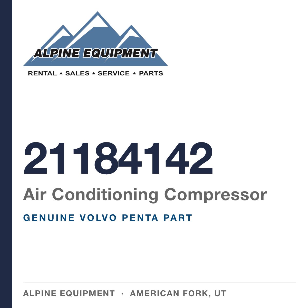 Volvo Penta 21184142 Air Conditioning Compressor — genuine part from Alpine Equipment, American Fork UT