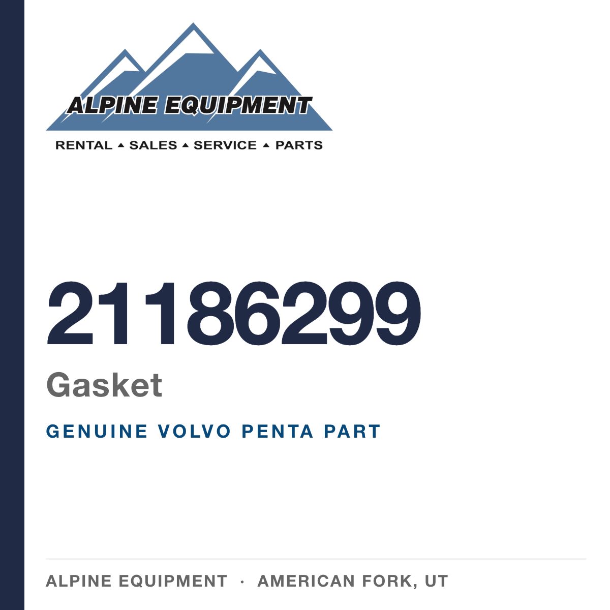 Volvo Penta 21186299 Gasket — genuine part from Alpine Equipment, American Fork UT