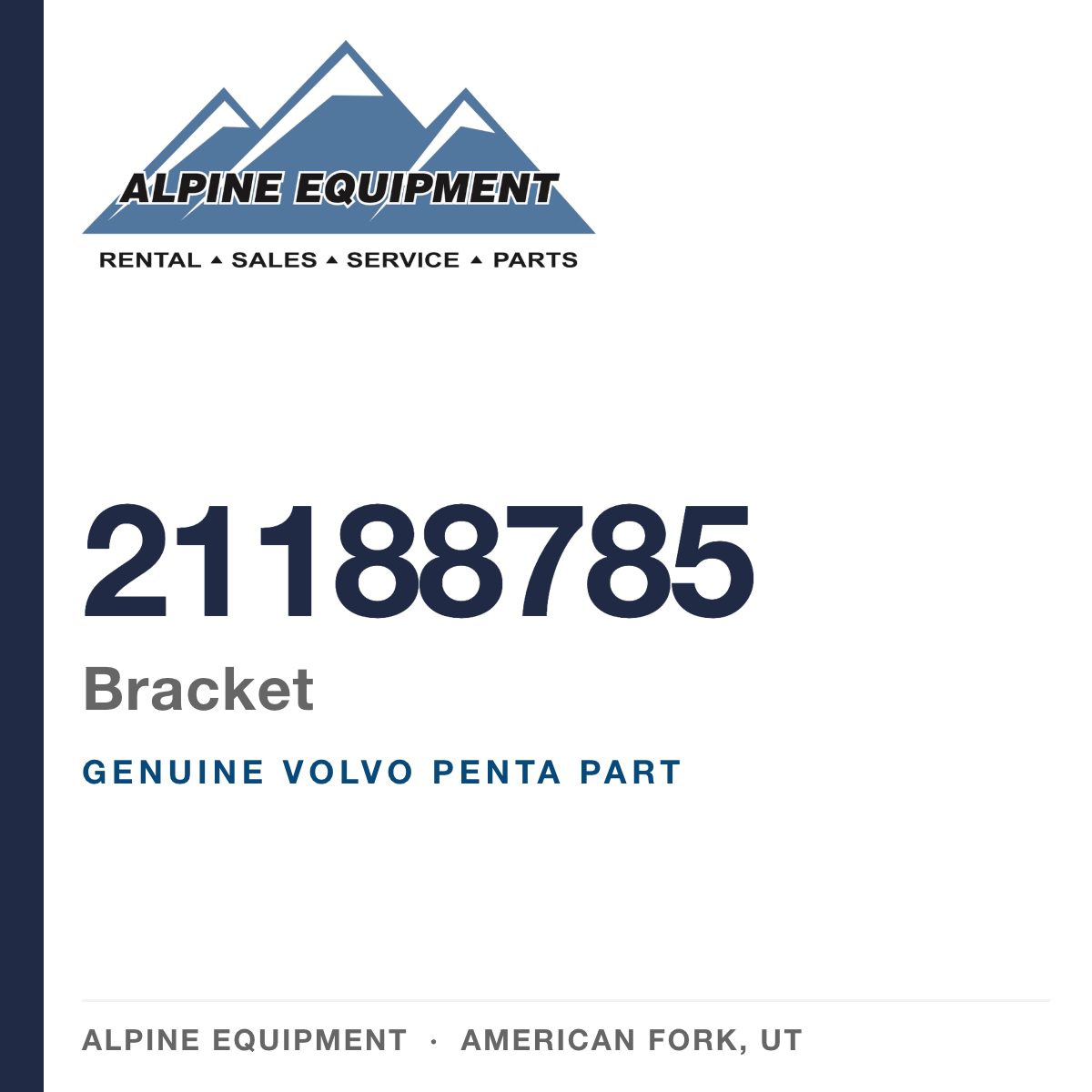 Volvo Penta 21188785 Bracket — genuine part from Alpine Equipment, American Fork UT