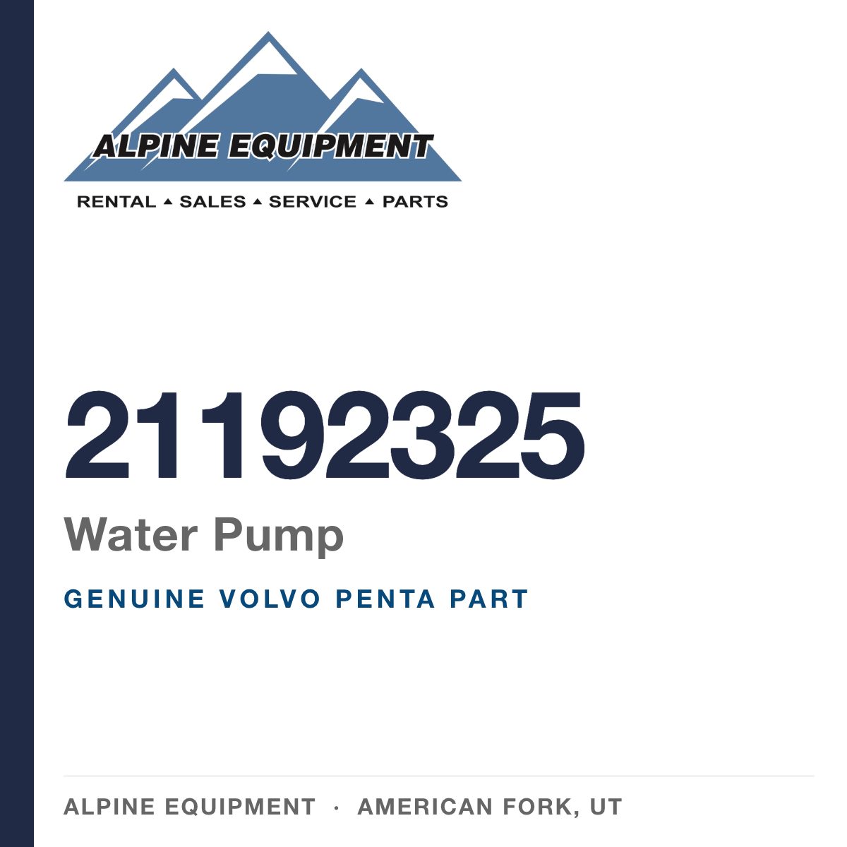 Volvo Penta 21192325 Water Pump — genuine part from Alpine Equipment, American Fork UT