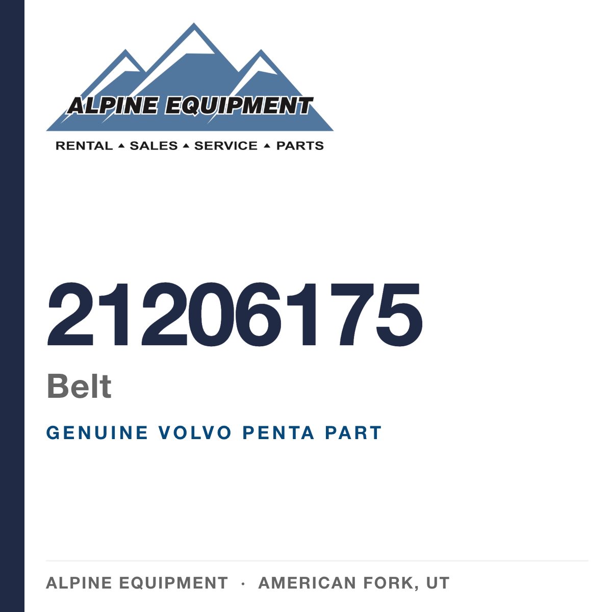 Volvo Penta 21206175 Belt — genuine part from Alpine Equipment, American Fork UT
