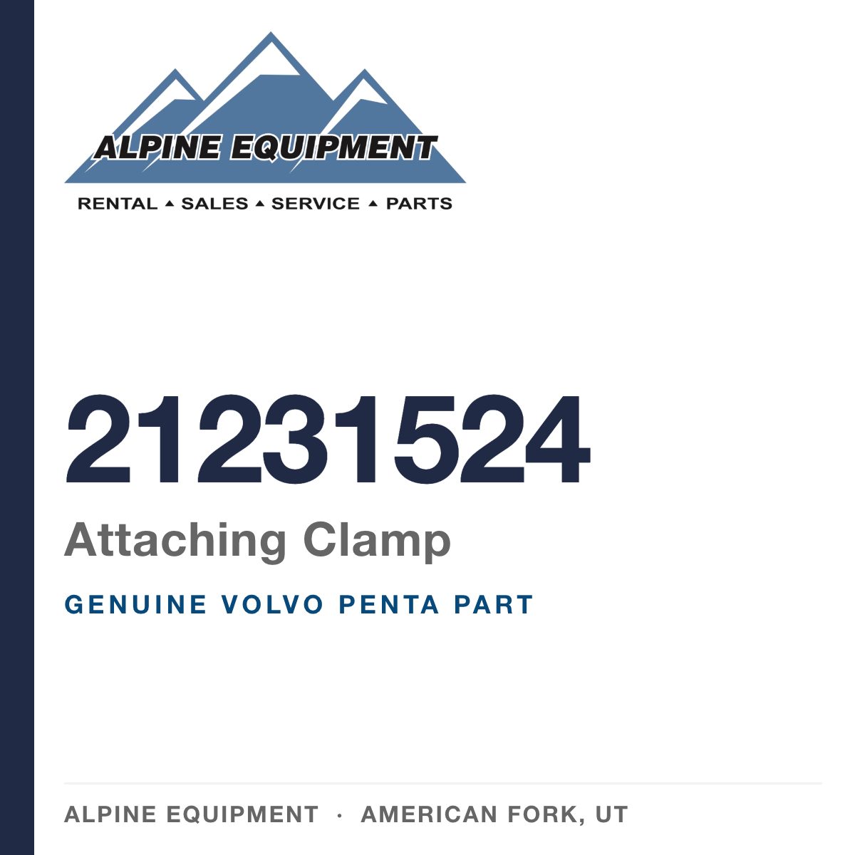 Volvo Penta 21231524 Attaching Clamp — genuine part from Alpine Equipment, American Fork UT