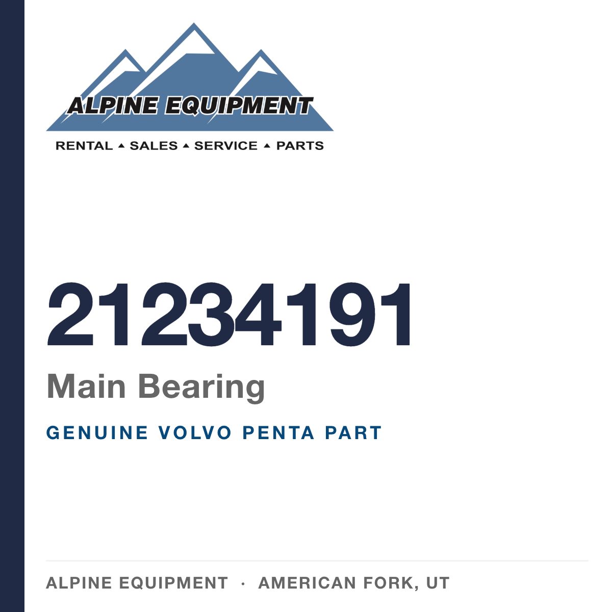 Volvo Penta 21234191 Main Bearing — genuine part from Alpine Equipment, American Fork UT