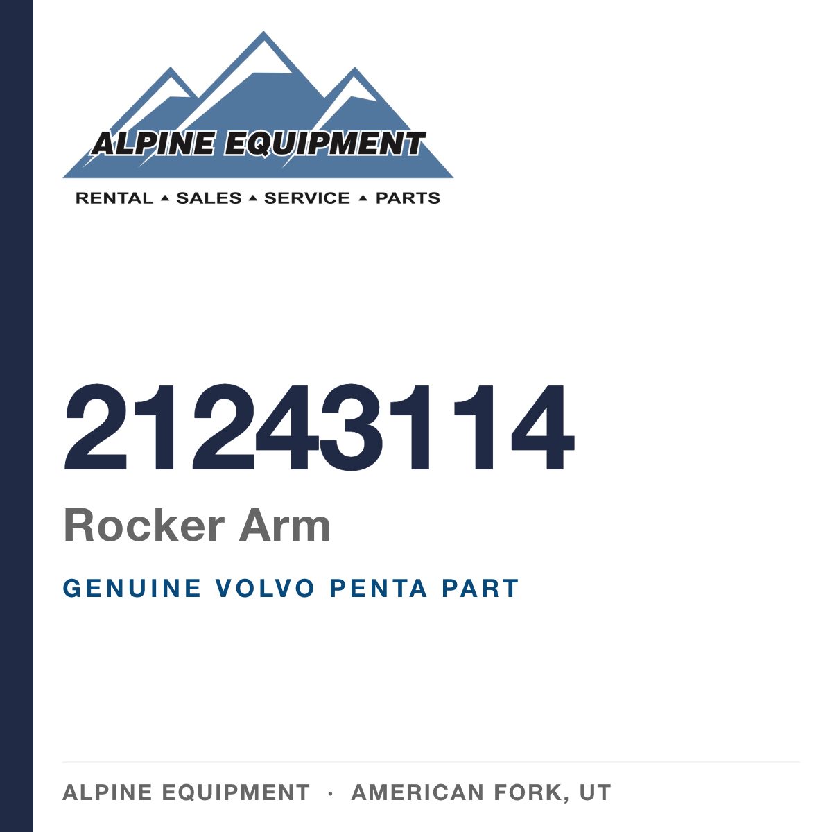 Volvo Penta 21243114 Rocker Arm — genuine part from Alpine Equipment, American Fork UT