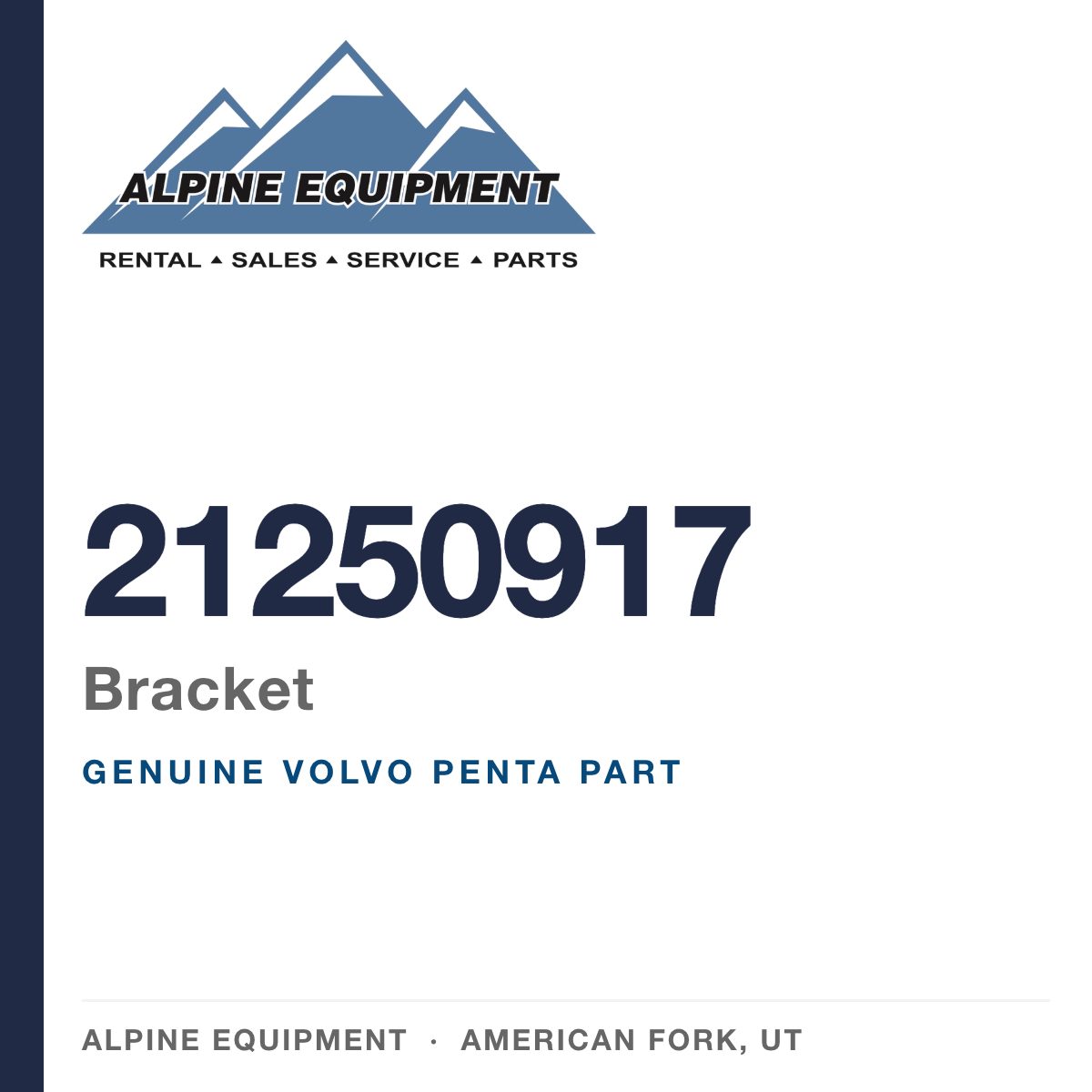 Volvo Penta 21250917 Bracket — genuine part from Alpine Equipment, American Fork UT