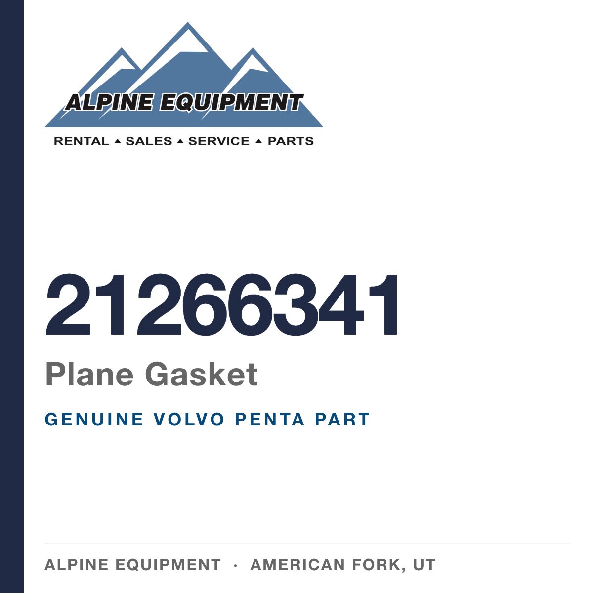 Volvo Penta 21266341 Plane Gasket — genuine part from Alpine Equipment, American Fork UT