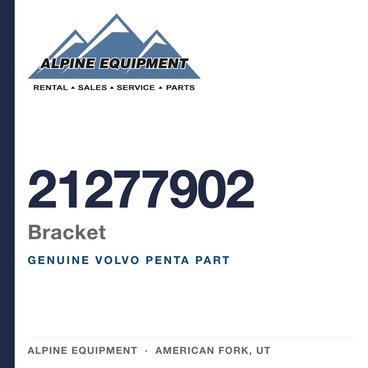 Volvo Penta 21277902 Bracket — genuine part from Alpine Equipment, American Fork UT