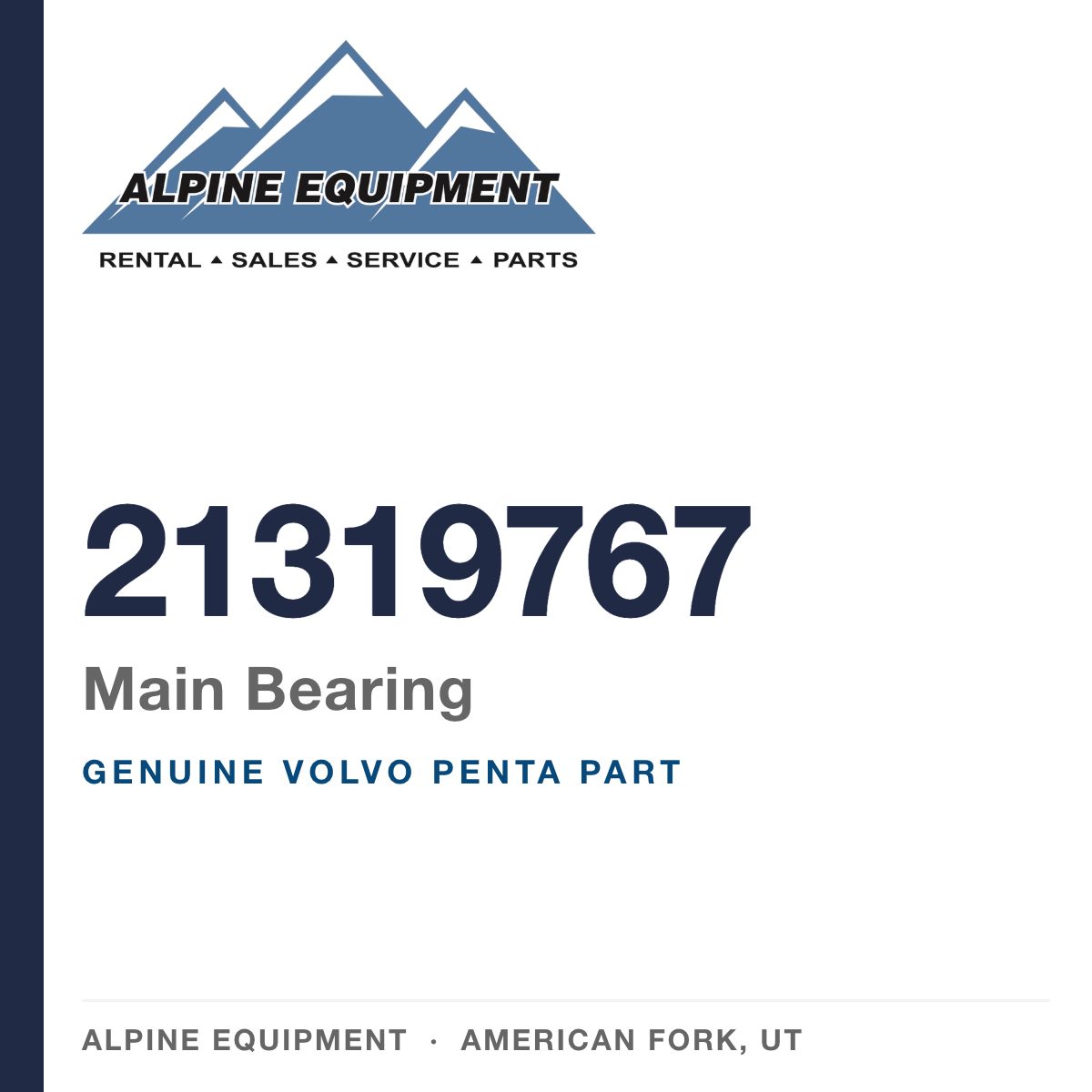 Volvo Penta 21319767 Main Bearing — genuine part from Alpine Equipment, American Fork UT