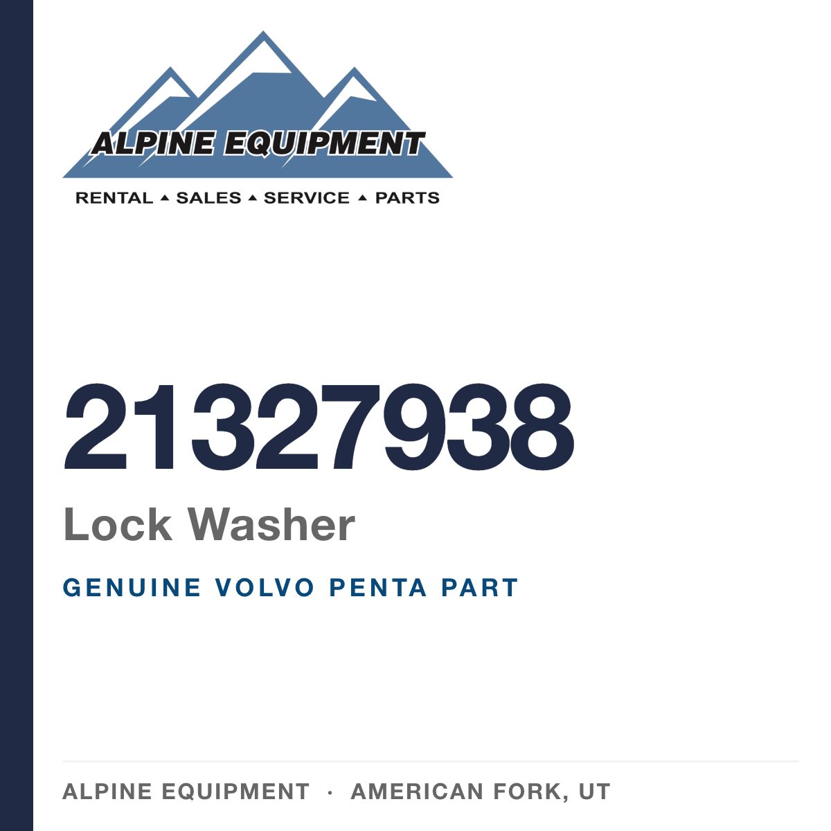 Volvo Penta 21327938 Lock Washer — genuine part from Alpine Equipment, American Fork UT