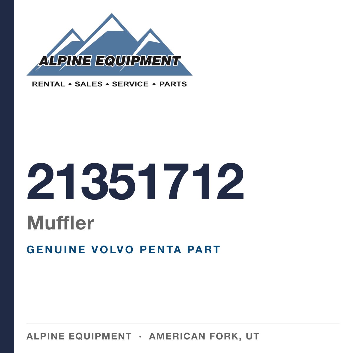 Volvo Penta 21351712 Muffler — genuine part from Alpine Equipment, American Fork UT
