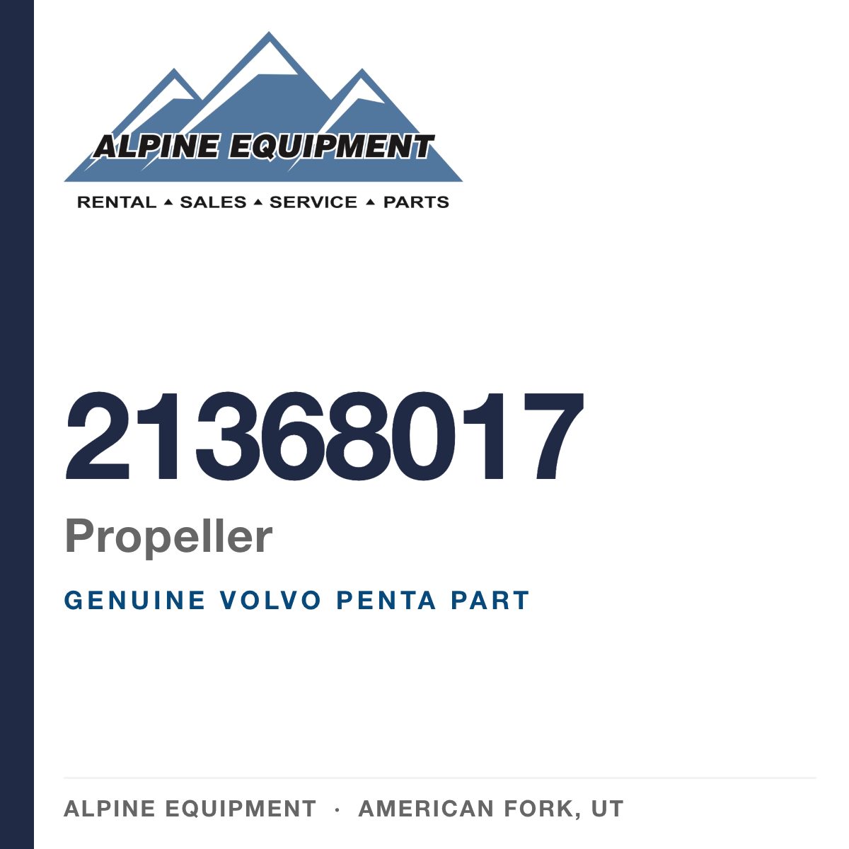 Volvo Penta 21368017 Propeller — genuine part from Alpine Equipment, American Fork UT