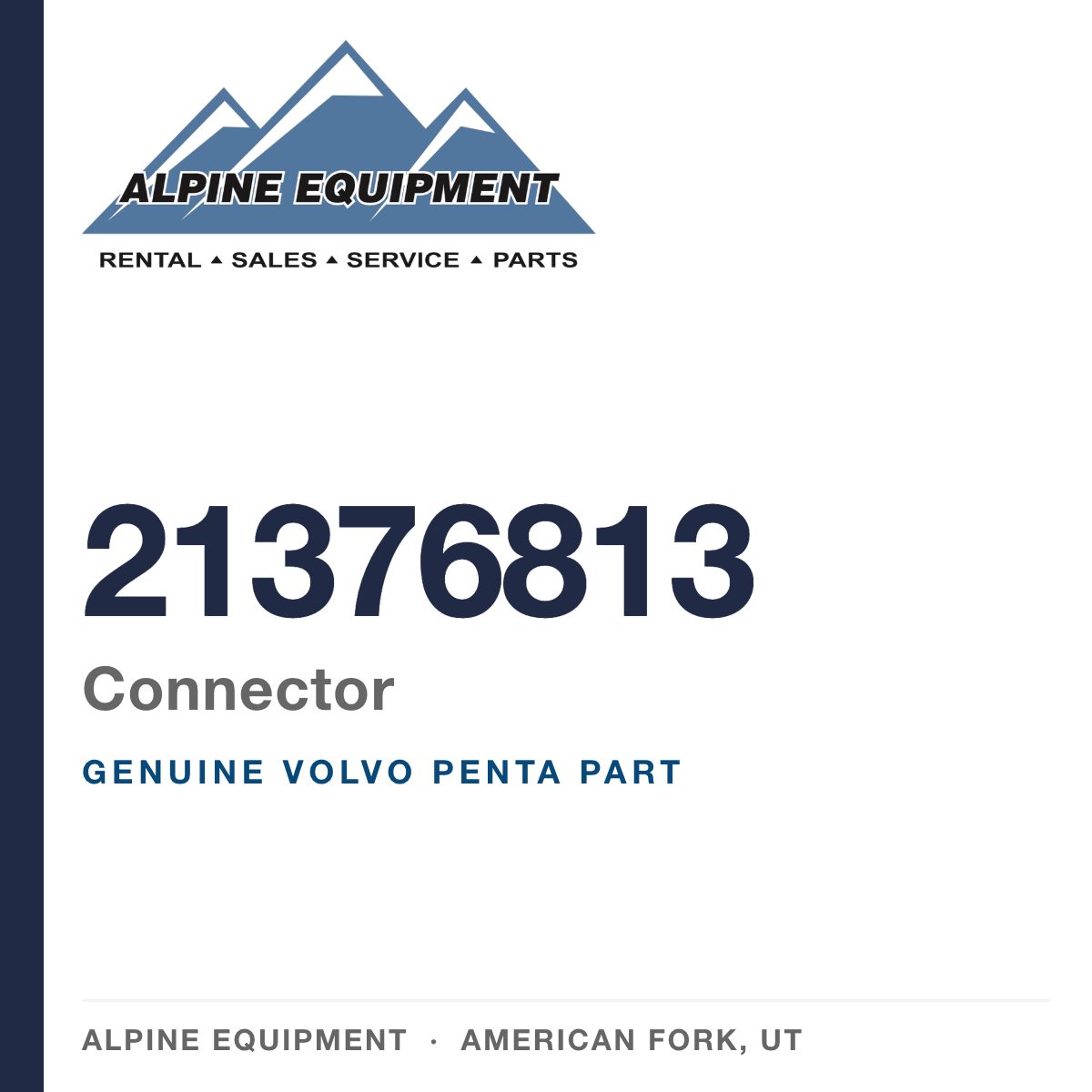 Volvo Penta 21376813 Connector — genuine part from Alpine Equipment, American Fork UT