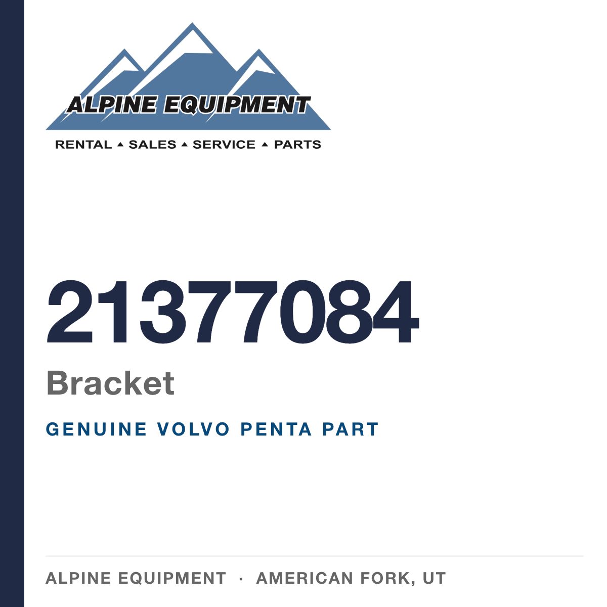Volvo Penta 21377084 Bracket — genuine part from Alpine Equipment, American Fork UT