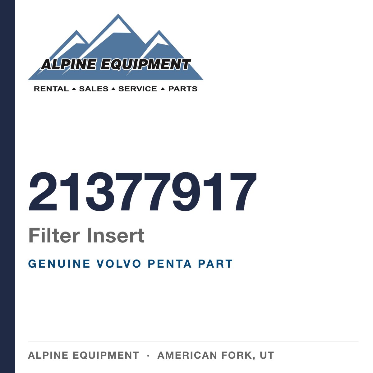 Volvo Penta 21377917 Filter Insert — genuine part from Alpine Equipment, American Fork UT