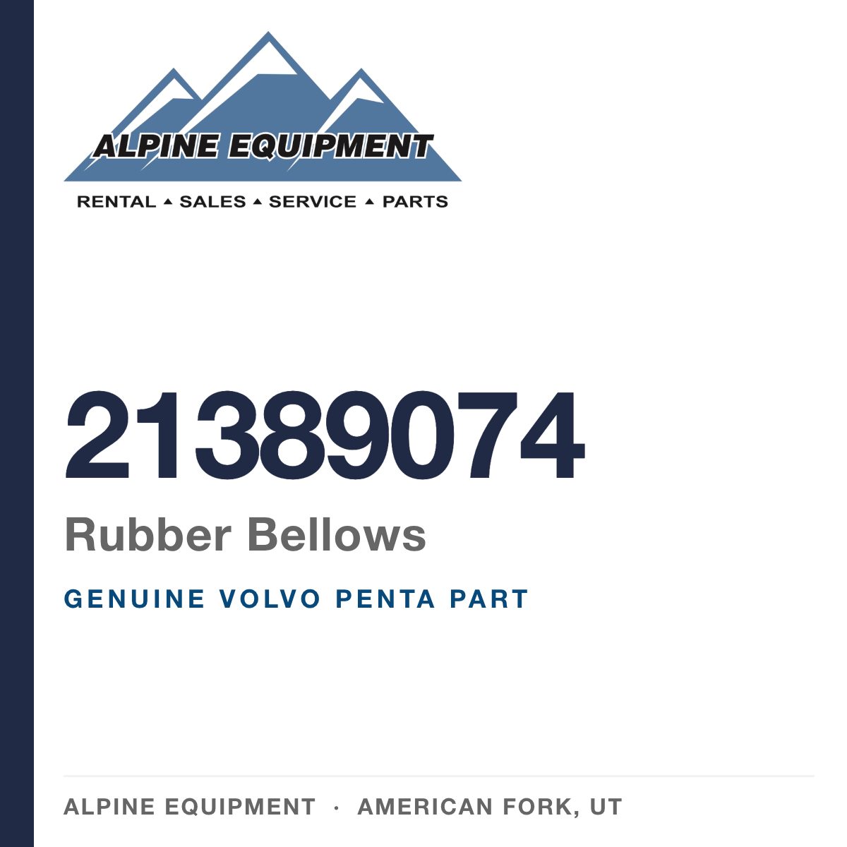 Volvo Penta 21389074 Rubber Bellows — genuine part from Alpine Equipment, American Fork UT