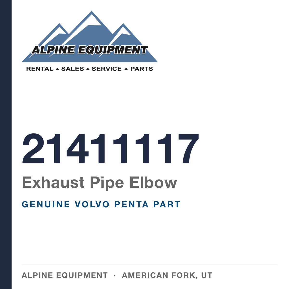 Volvo Penta 21411117 Exhaust Pipe Elbow — genuine part from Alpine Equipment, American Fork UT