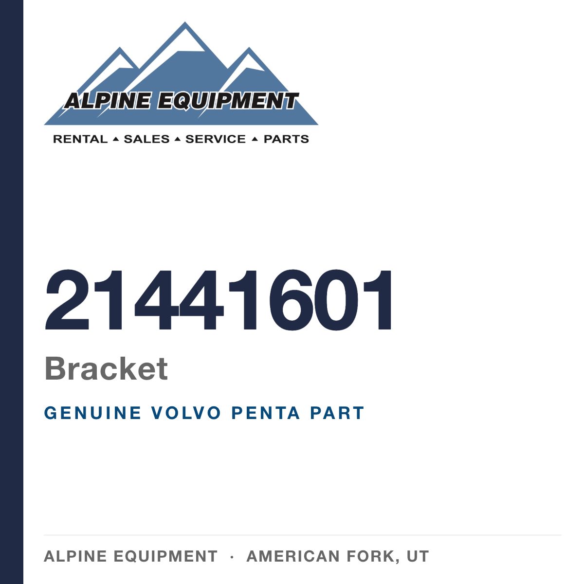 Volvo Penta 21441601 Bracket — genuine part from Alpine Equipment, American Fork UT