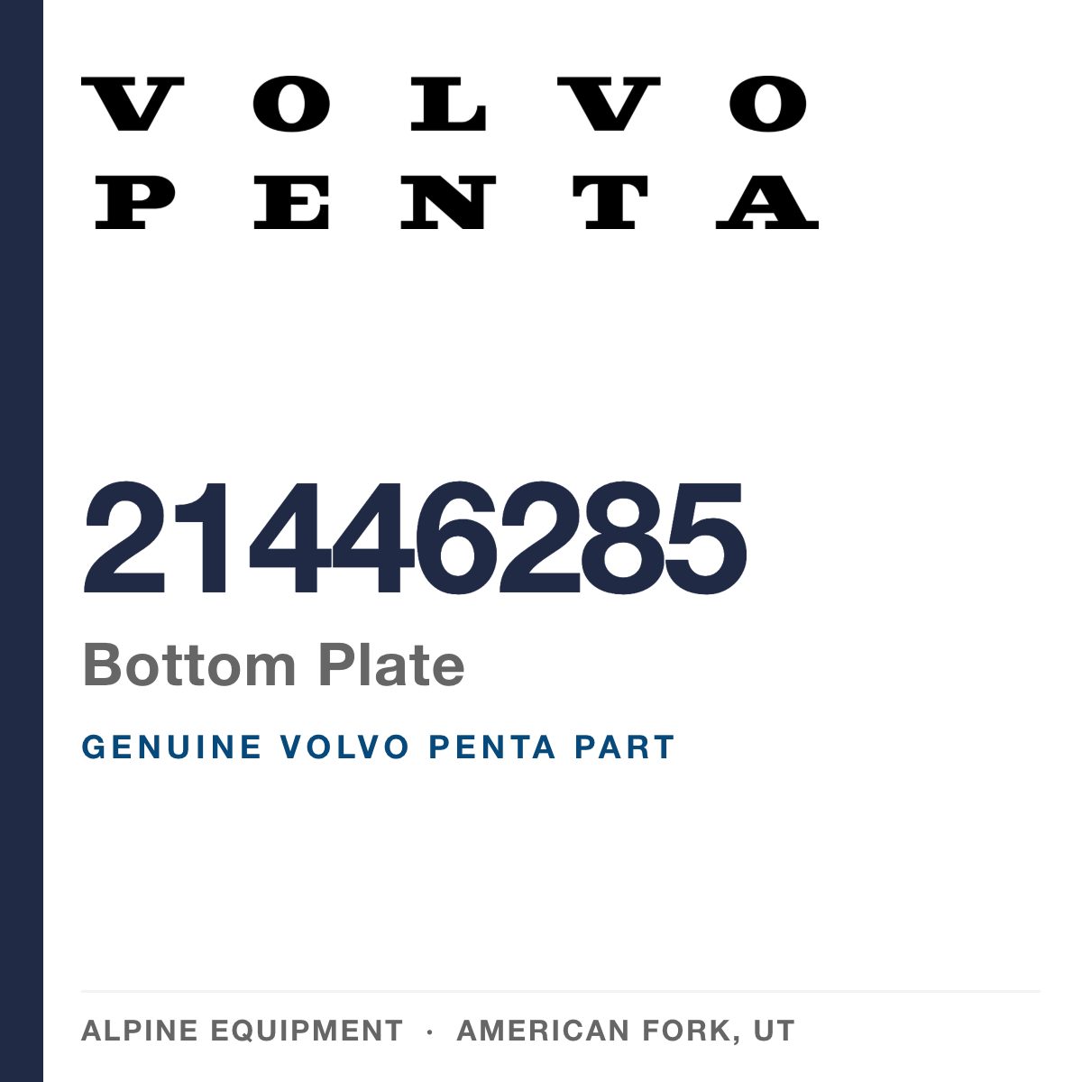 Volvo Penta 21446285 Bottom Plate — genuine part from Alpine Equipment, American Fork UT