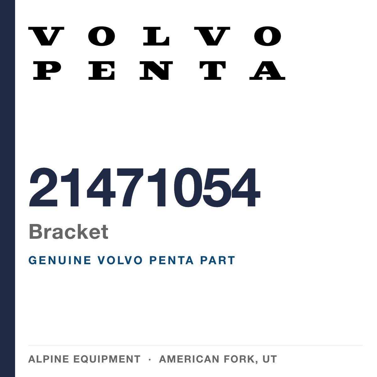 Volvo Penta 21471054 Bracket — genuine part from Alpine Equipment, American Fork UT