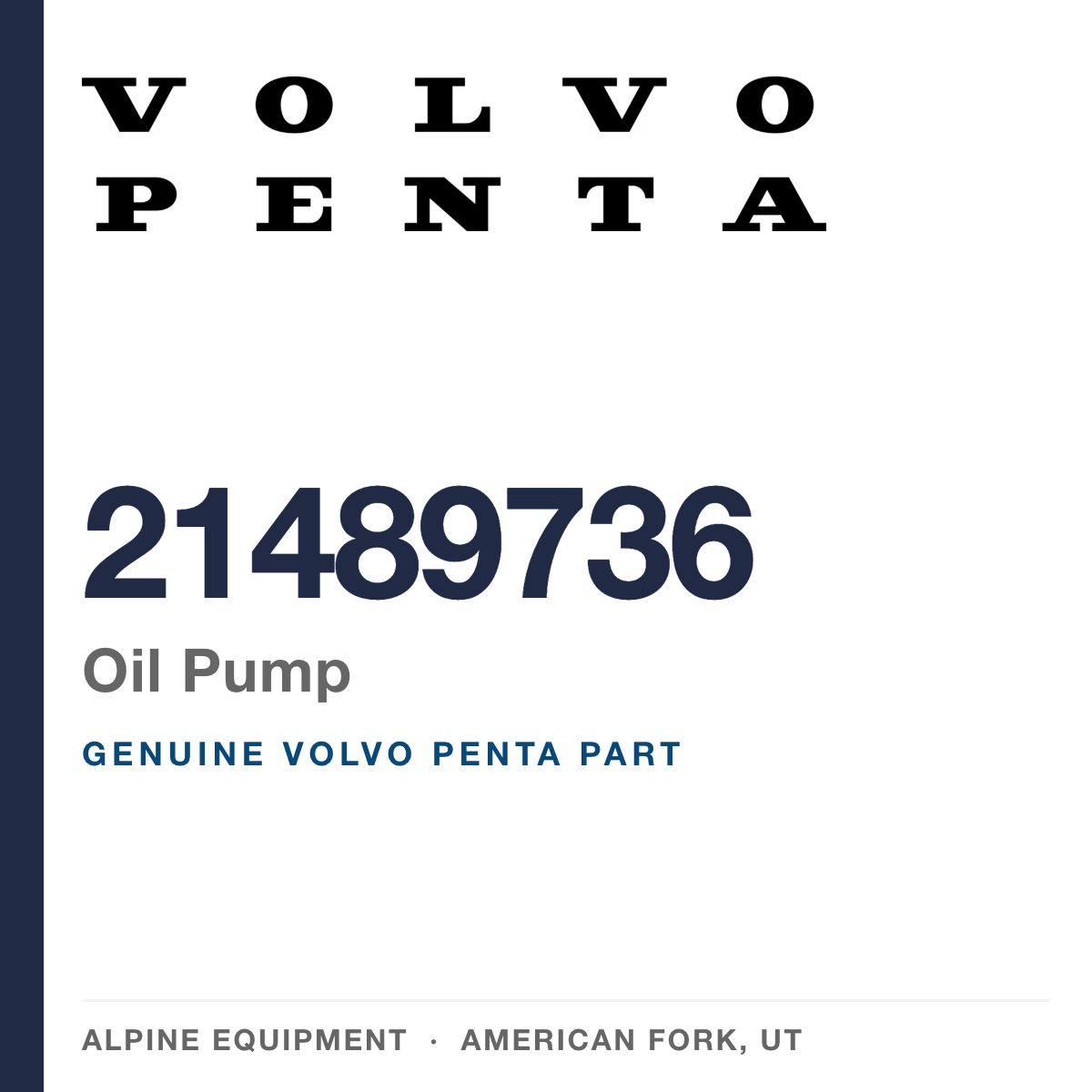 Volvo Penta 21489736 Oil Pump — genuine part from Alpine Equipment, American Fork UT