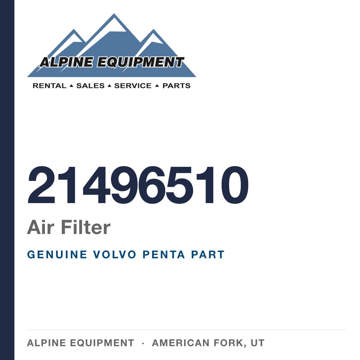 Volvo Penta 21496510 Air Filter — genuine part from Alpine Equipment, American Fork UT