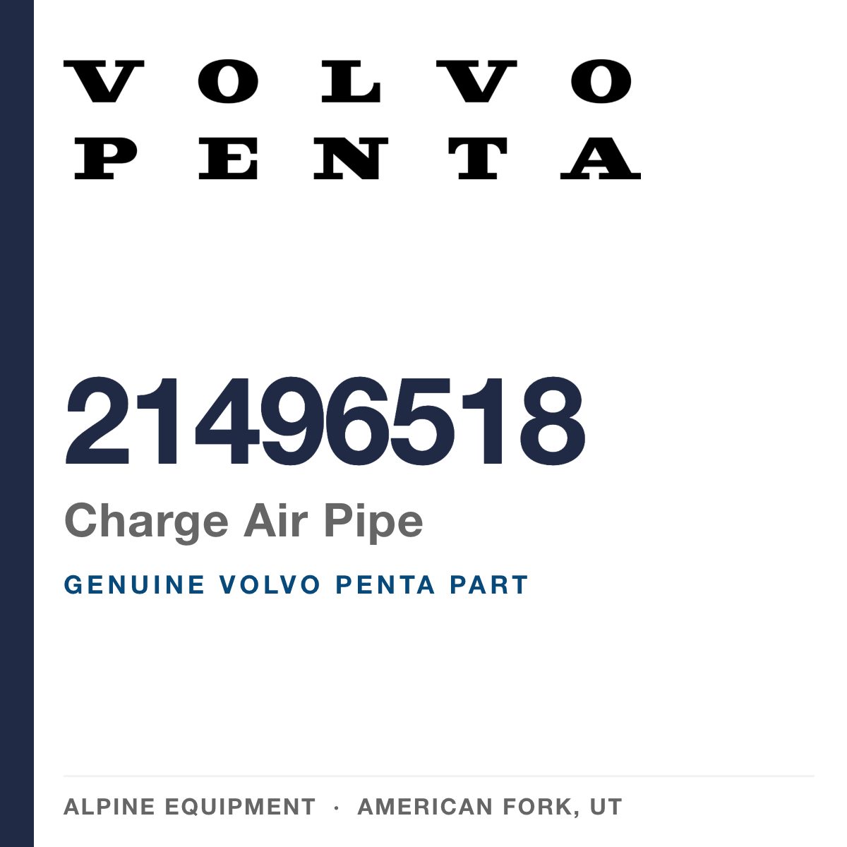 Volvo Penta 21496518 Charge Air Pipe — genuine part from Alpine Equipment, American Fork UT