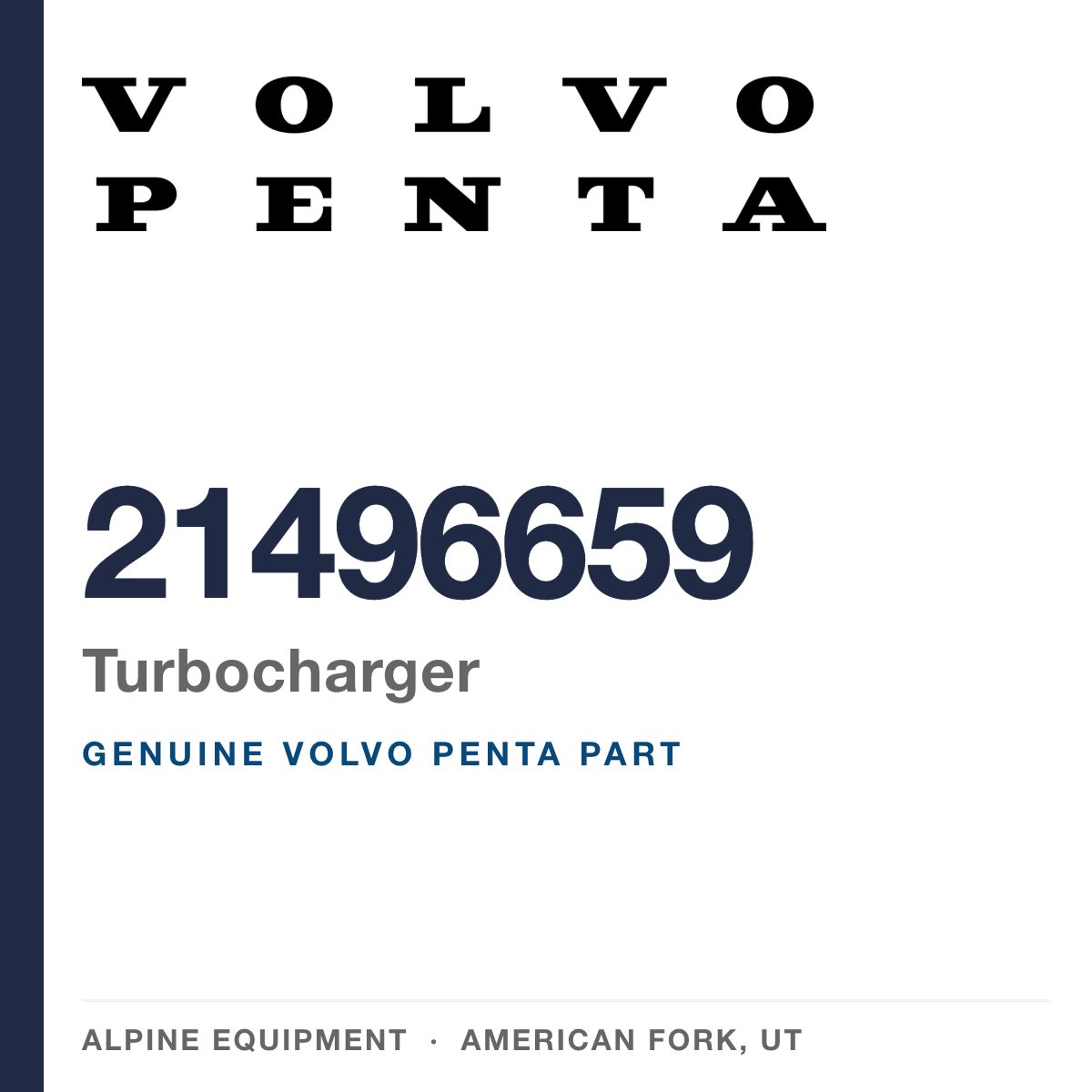 Volvo Penta 21496659 Turbocharger — genuine part from Alpine Equipment, American Fork UT