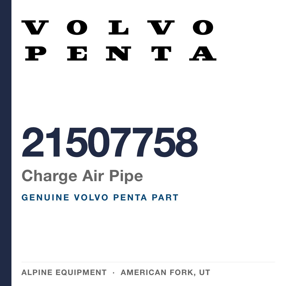 Volvo Penta 21507758 Charge Air Pipe — genuine part from Alpine Equipment, American Fork UT