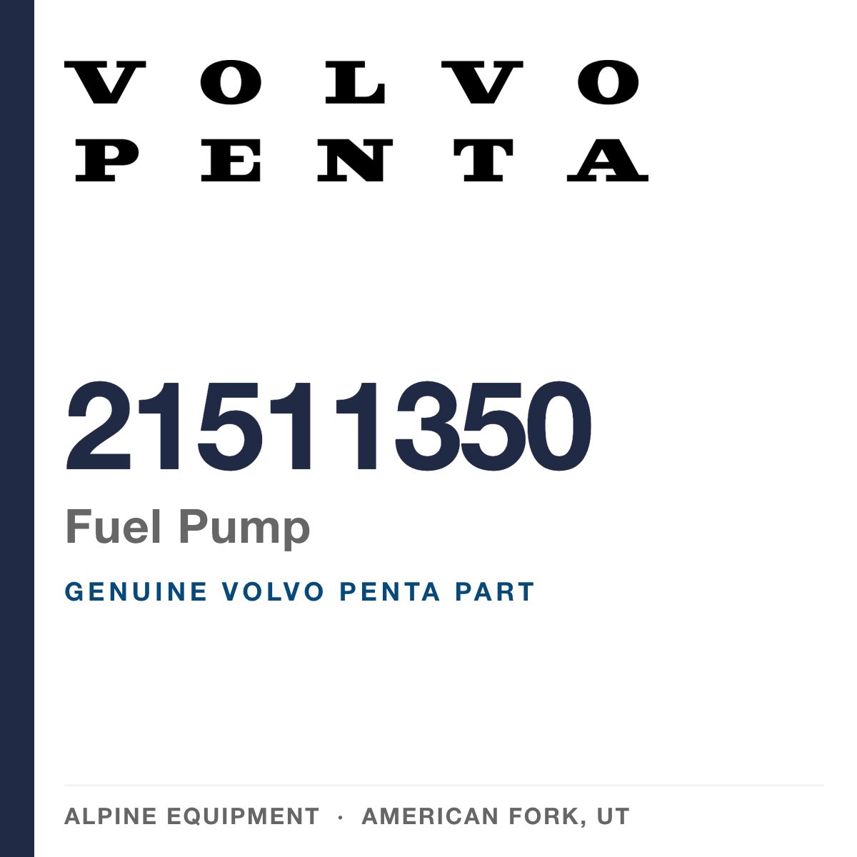 Volvo Penta 21511350 Fuel Pump — genuine part from Alpine Equipment, American Fork UT