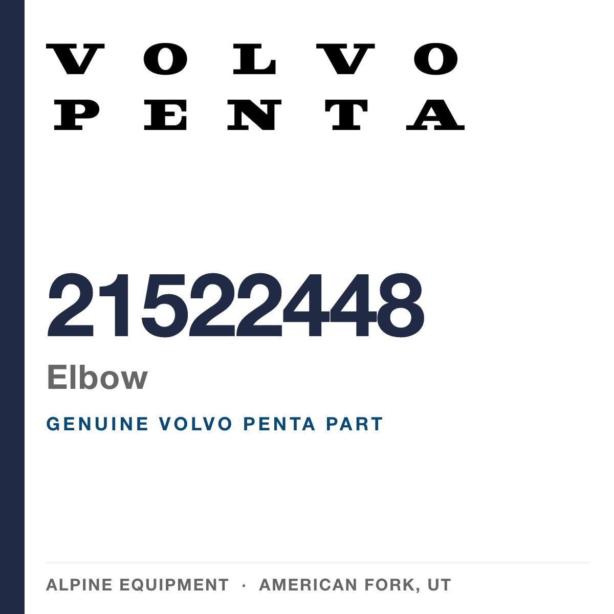 Volvo Penta 21522448 Elbow — genuine part from Alpine Equipment, American Fork UT